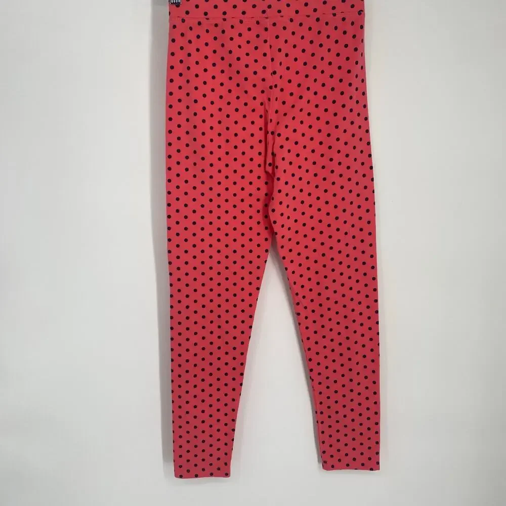 Vineyard Vines Dress & Leggings Girls Large‎ Salmon & Black Polka Dot Preppy